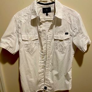 Marc Ecko white short sleeved button down shirt